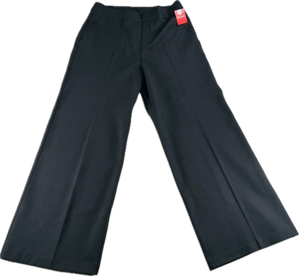 NWT SPANX The Perfect Pant Wide Leg Black Trouser Size L Petite